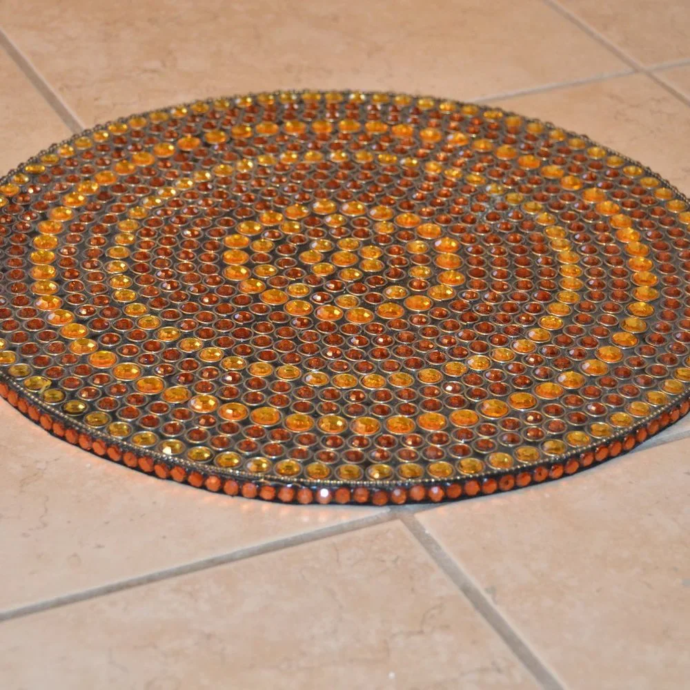 KIM SEYBERT HOLIDAY FALL BROWN GOLD CRYSTAL BEADED PLACEMAT CHARGER CENTERPIECE